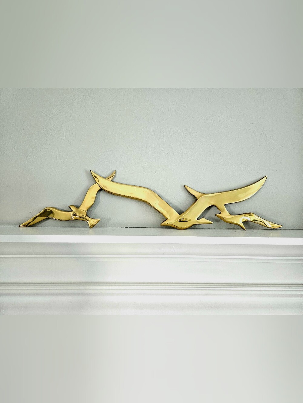 Vintage 70s MCM June Hastings Sculptured Brass Seagulls Wall Installation Art
